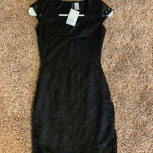 H&M Divided Black Lace Cap Sleeve Dress Size 2 NWT